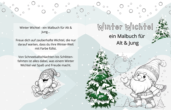 Buchcover zum Wichtel-Malbuch für Jung und Alt