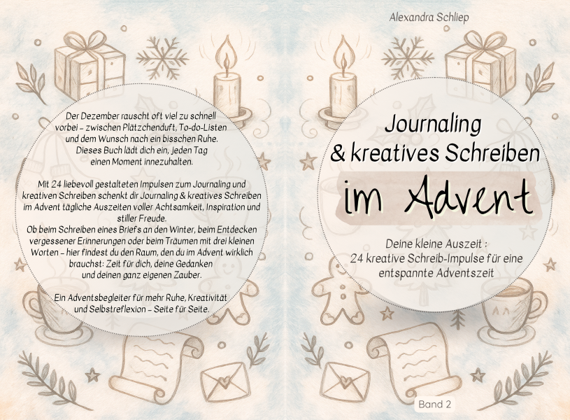 Cover des neuen Buches "Journaling und kreatives Schreiben im Advent"